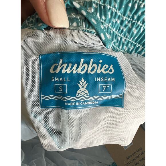 NWT Chubbies Men's The Whale Sharks 7" Classic Liner Swim Trunks Blue Size S - Picture 7 of 10